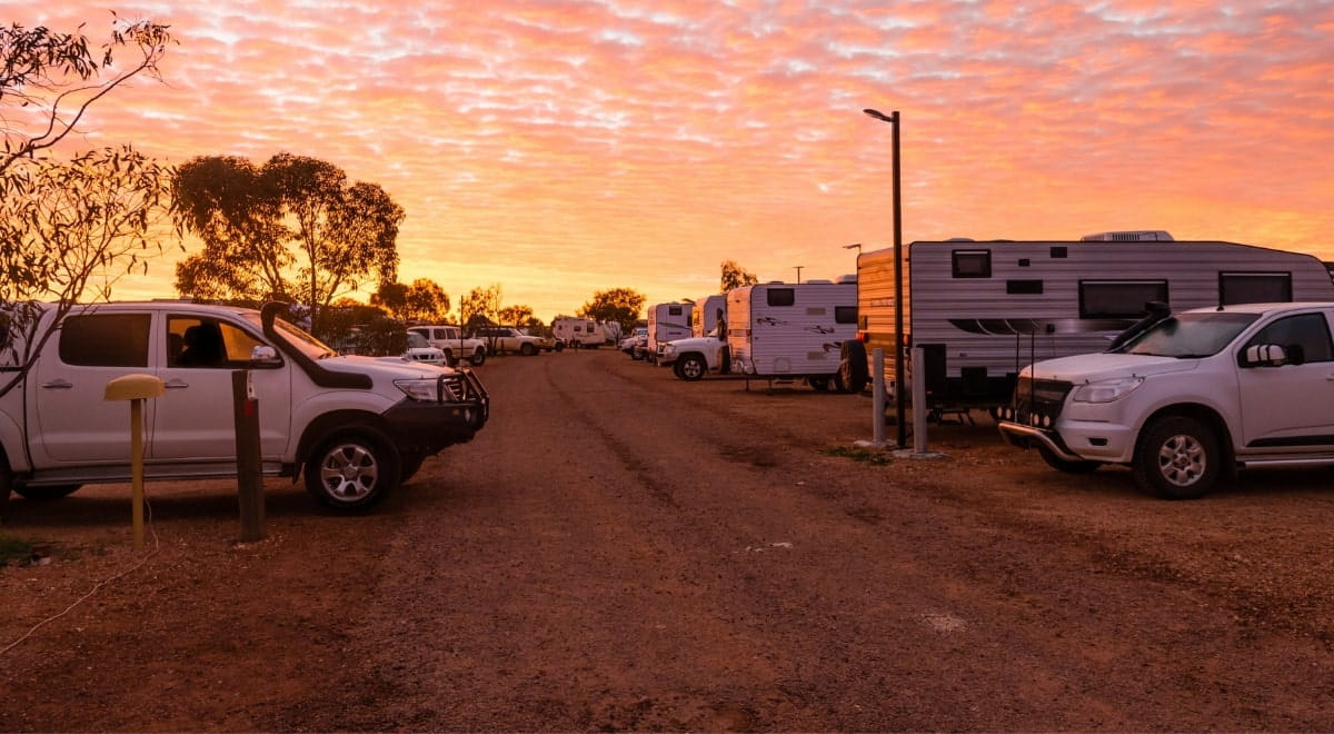 outback caravan park at sunrise
